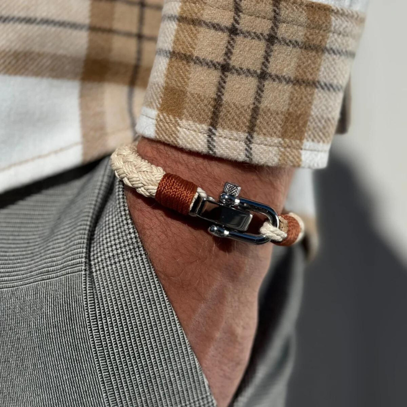 Pulseira de corda de algodão bege Gio Beroc