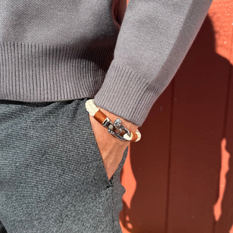 Pulseira de corda de algodão bege Gio Beroc