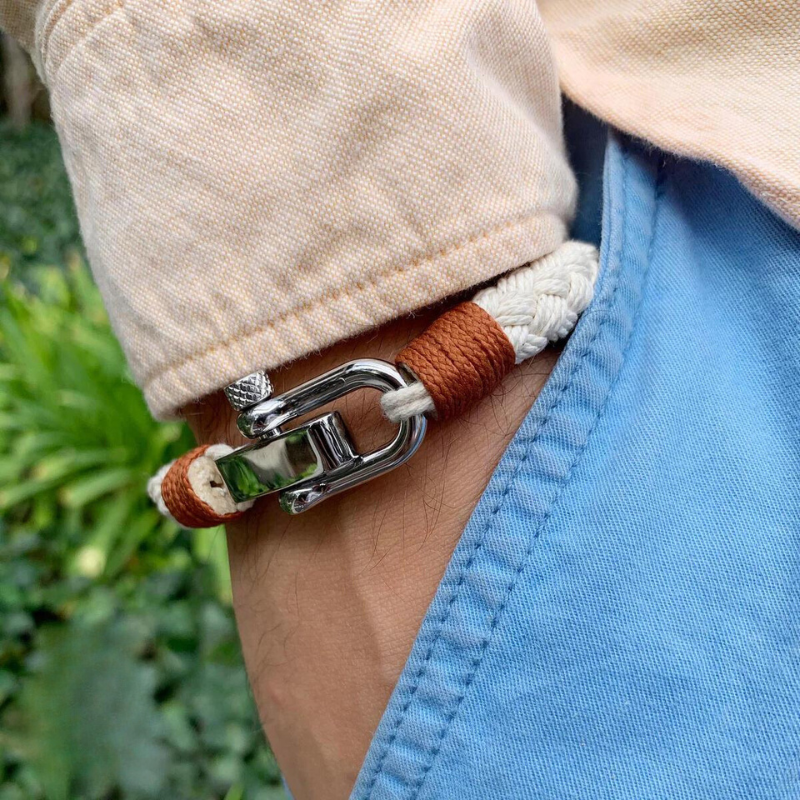 Pulseira de corda de algodão bege Gio Beroc