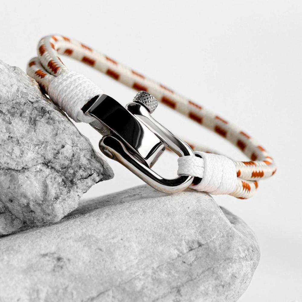 Pulseira Beroc Sailboat Corda Branca e Marrom