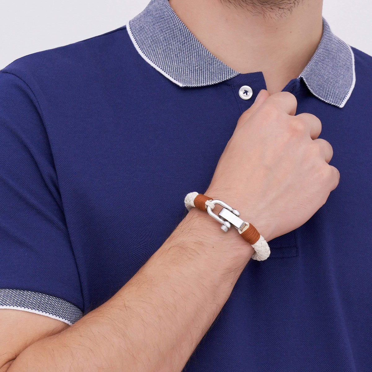 Pulseira de corda de algodão bege Gio Beroc