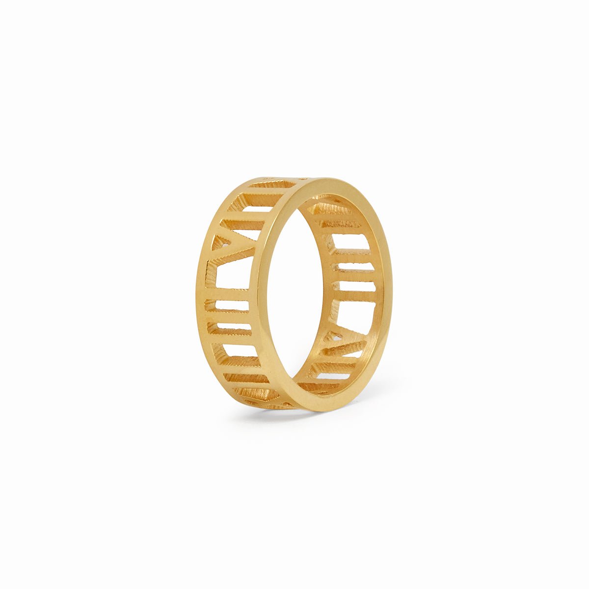 Anel Numeral Romanos Banhado em Ouro 18K - Uranos 