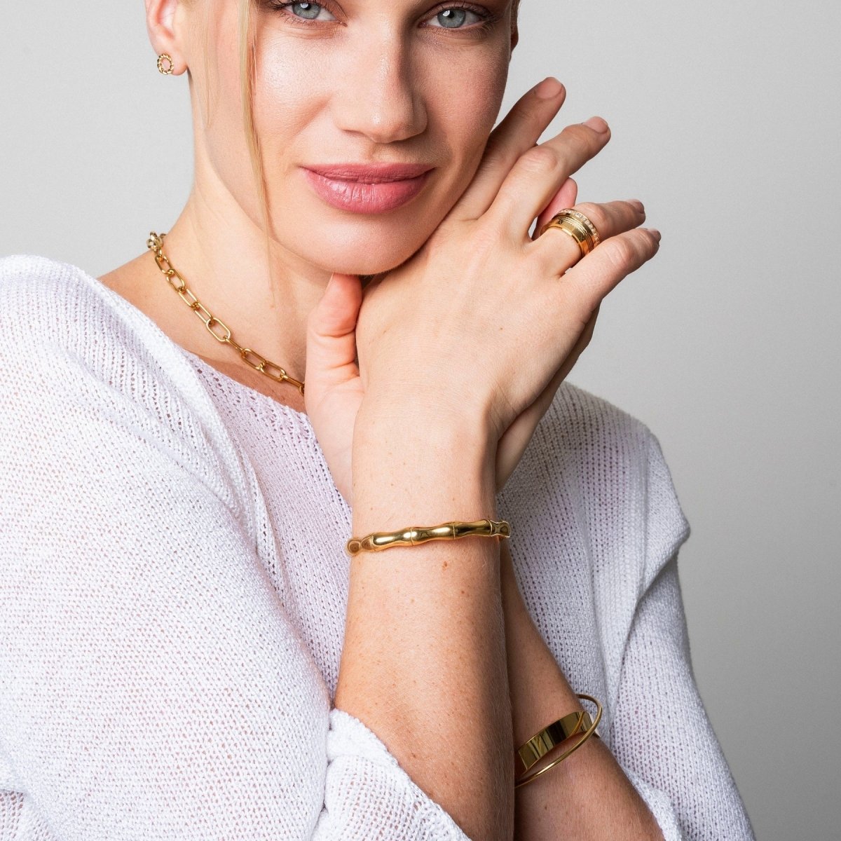 Bracelete Bamboo Banhado em Ouro 18k - Uranos 